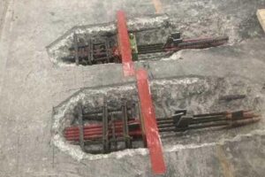 New tendon anchorage installed prior to opening demolition.