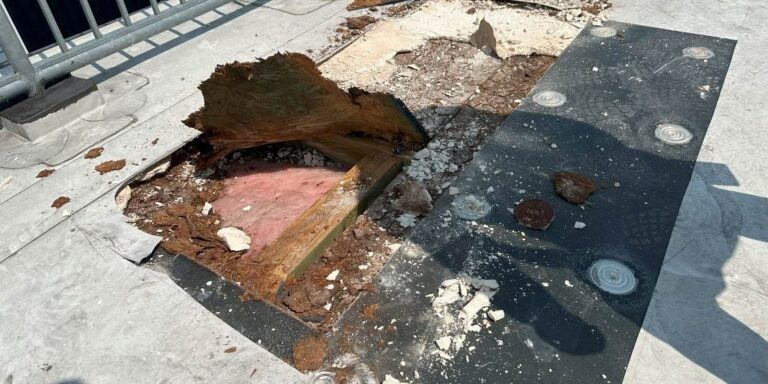 View of Extensive Plywood Roof Sheathing Damage Due to Excessive Cavity Insulation & Condensation at Interior Surfaces