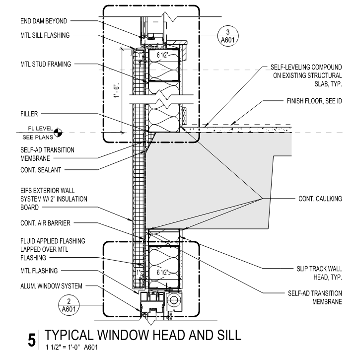 Typical Concrete Slab Edge Condition with EIFS Façade