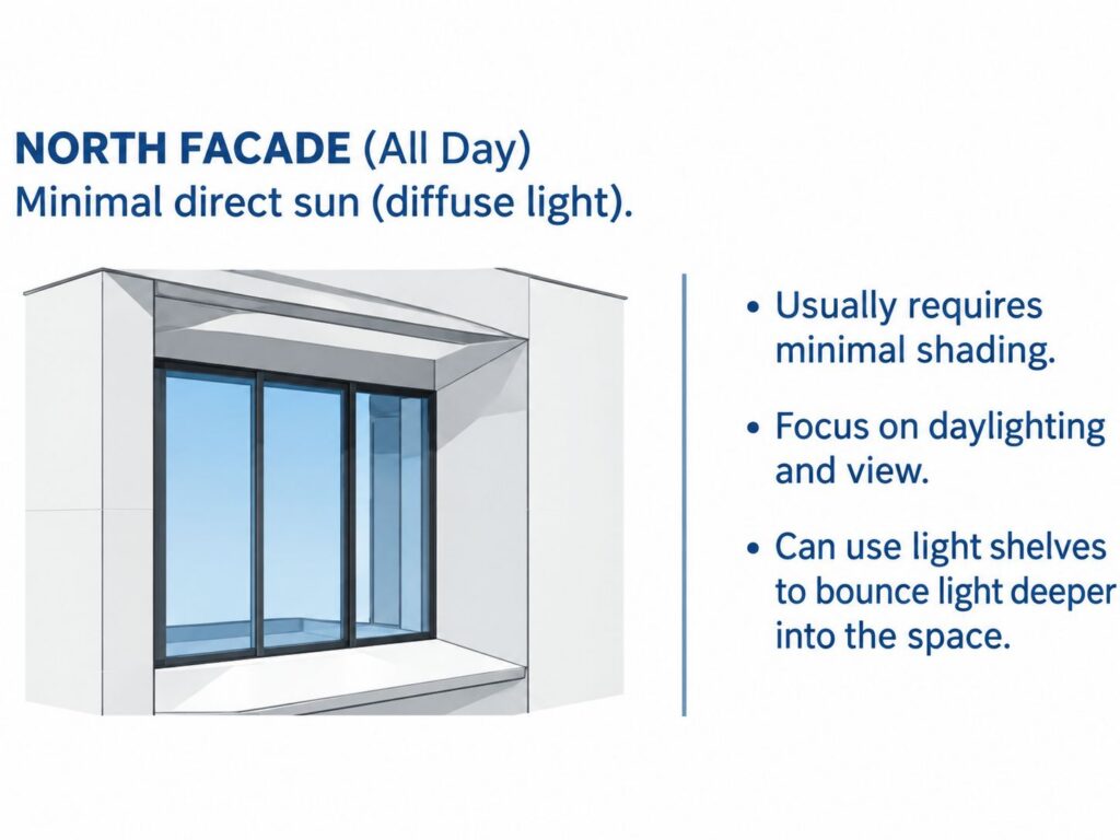 Illustration of Minimal Shading for North Elevation Facades 